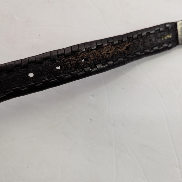 Onyx Women’s Western Black Brown Textured Leather Belt Silver Buckle Size 34 - Picture 5 of 6